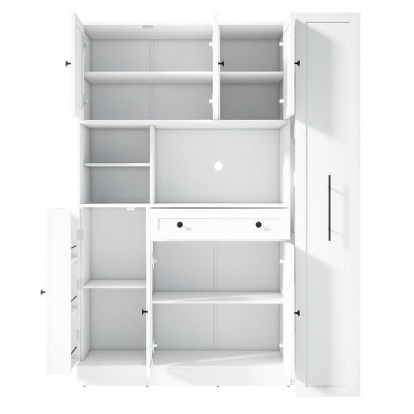 Large Kitchen Pantry Storage Cabinet Cupboard With Pull Out Side Cabinet