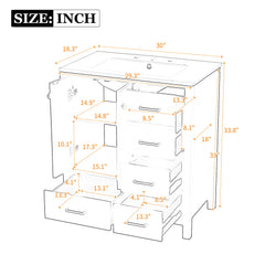 Retro Style Bathroom Vanity With Sink, Storage Cabinet