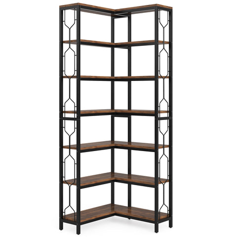 7 Tier Corner Bookshelf, Etagere Display Shelf