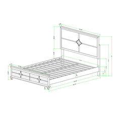 Uriuni - 5 Piece King Bedroom Set With Panel Headboard And LED Lighting - Gold / White