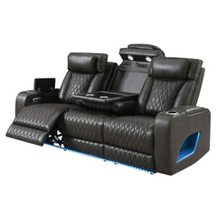 Taddeo - Power Motion Sofa With Power Headrest, USB, Wireless Charger, LED & Reading Light - Dark Gray