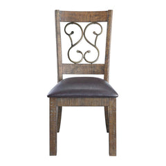 Raphaela - Side Chair (Set of 2) - Black Synthetic Leather & Weathered Cherry