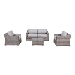 Outdoor Wicker Conversation Set With Cushions, All Weather