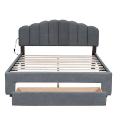 Upholstered Platform Bed With Drawer