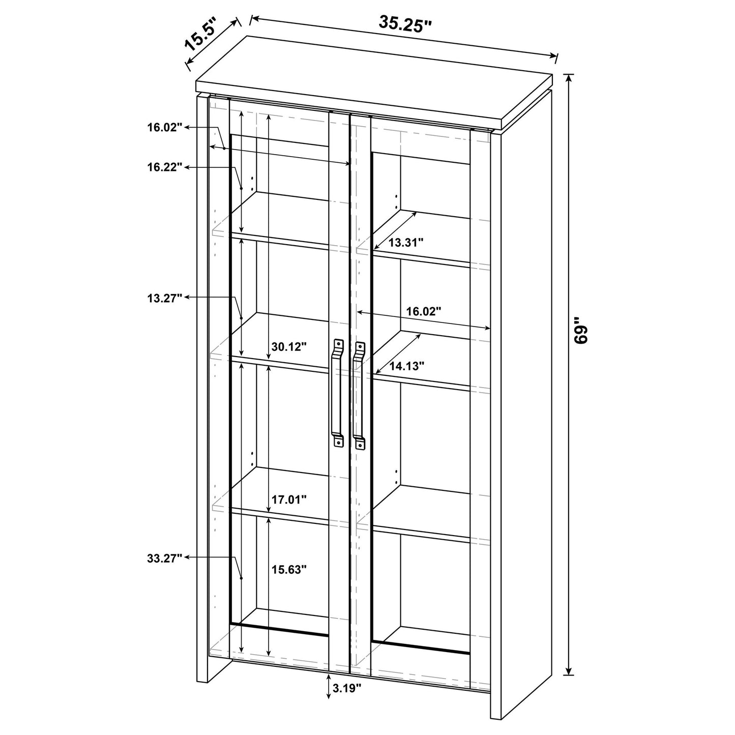 Myerson - 2 Door Tall Cabinet - Gray