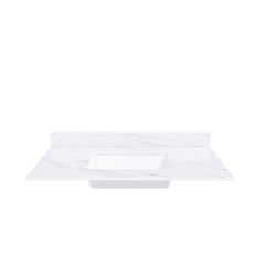 Bianco Carrara Venato Marble Vanity Top With Pre Drilled Faucet Hole And Undermount Sink