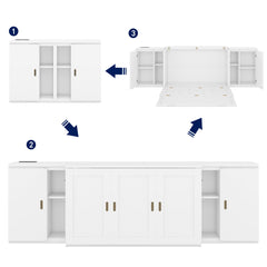 Murphy Bed With Shelves, Cabinets And USB Ports