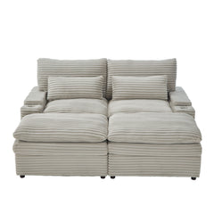 Loveseat Sofa Sectional Convertible With Storage And USB Ports - Gray