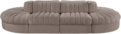 Rummi - Oval Velvet Performance Fabric Upholstered 8 Piece Modular Sectional