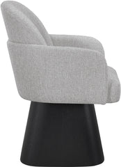 Marlowe - Linen Textured Fabric Upholstered Swivel Dining Arm Chair - Stained Black