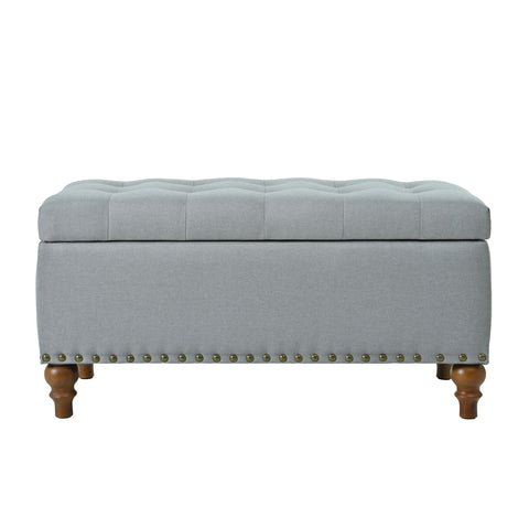 Upholstered Ottoman With Storage And Rivet Trim