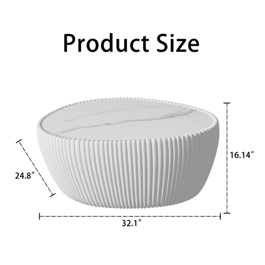 Goose Egg Shape Coffee Table For Living Room - White Pu