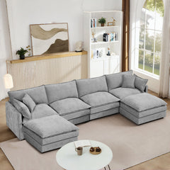 Modular U Shaped Sectional Sofa, 4 Seater Comfy Cloud Couch
