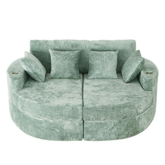 Boneless Design Upholstered Sofa Bed With Cup Holders