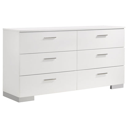 Dulcey - 6 Drawer Dresser With Accents, Bedroom Storage - Gloss White
