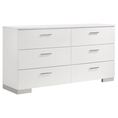 Dulcey - 6 Drawer Dresser With Accents, Bedroom Storage - Gloss White