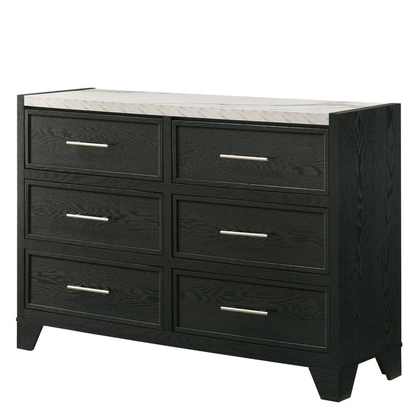 6 Drawers Dresser - Black / White
