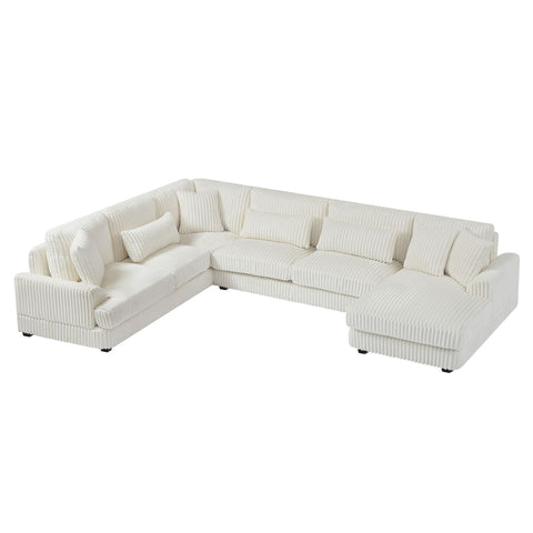 Oversized Sectional Sofa U - Shaped Sofa Couch Modern Sofa Upholstered In Soft Corduroy With A Chaise Lounge For Living Room