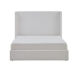 Carmen - King Size Upholstered Wingback Bed - White
