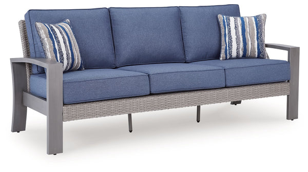 Half Moon Beach - Sofa With Cushion - Blue / Gray