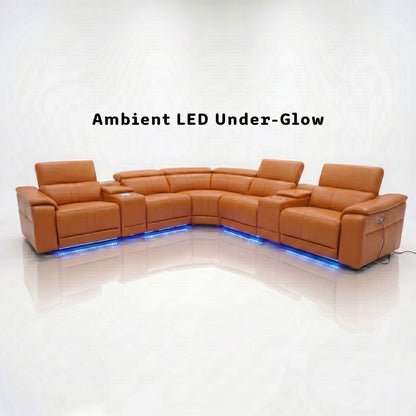L - Shaped Recliner Sectional Sofa With Bluetooth Speakers, Wireless Charging, LED Lights
