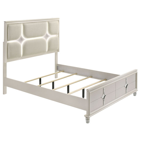 Gwendolyn - Queen Panel Bed With LED Headboard - White