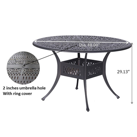 Outdoor Patio Aluminum 48" Round Dining Table - Dessert Night