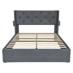 Bed With Gas Lift Storage, USB Ports