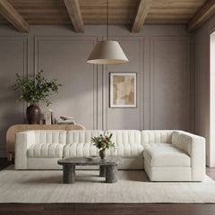 Rummi - Velvet Performance Fabric Upholstered 6 Piece Modular Sectional (With 3 Corner Chairs)