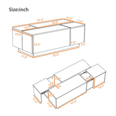 Extendable Coffee Table With 2 Hidden Storage Space And 2 Drawers For Living Room