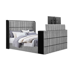 Isaiah - 5 Piece Bedroom Set With TV Lift-LED, Speakers And Fireplace