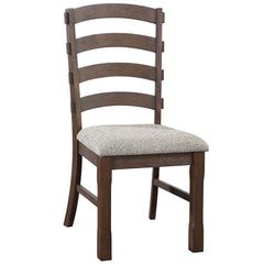 Pascaline - Side Chair (Set of 2) - Gray Fabric, Rustic Brown & Oak