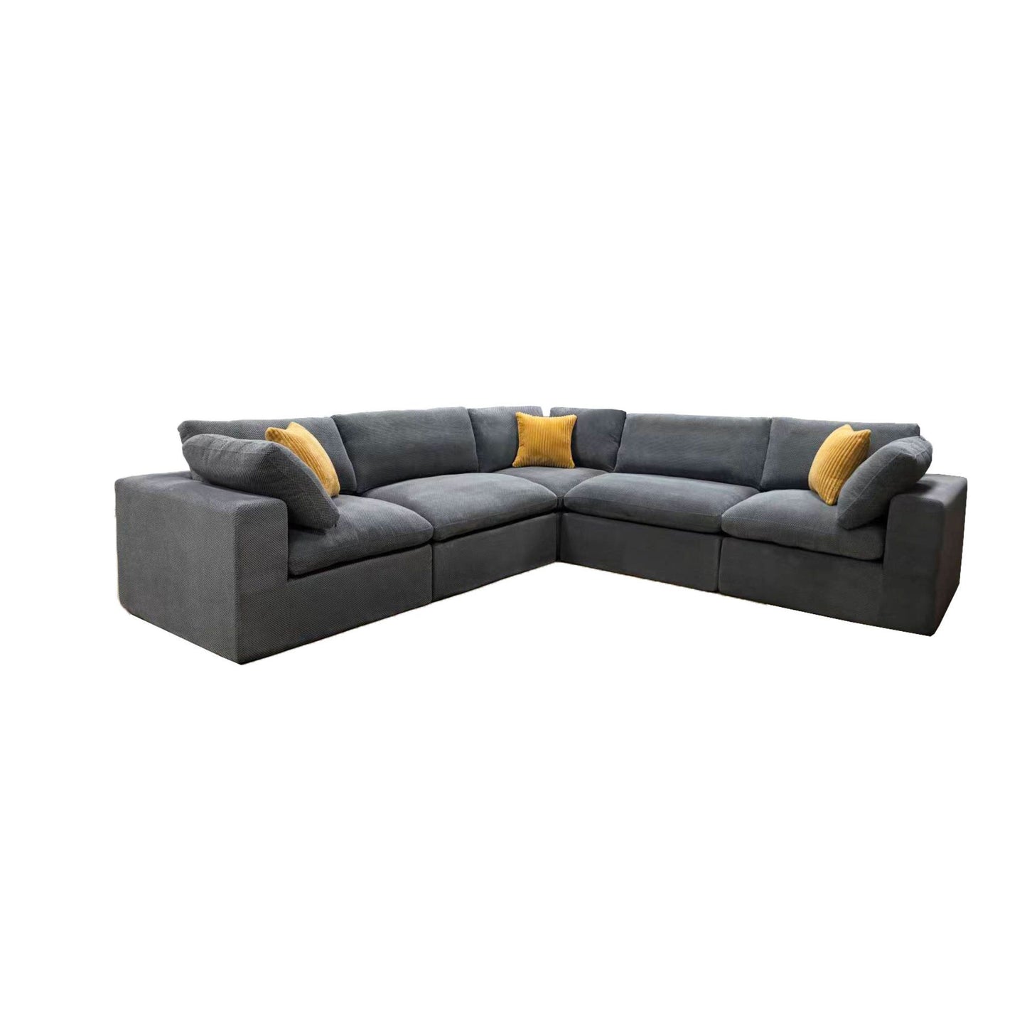 Coffee Bean Like Upholstery Full Compressed Modular Sectional With Toss Pillows - Light Gray
