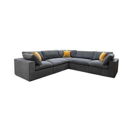 Coffee Bean Like Upholstery Full Compressed Modular Sectional With Toss Pillows - Light Gray