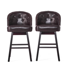 Mellifluous - 360 Degree Swivel Bar Stool With Stunning Nailhead Trim, (Set of 2)
