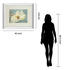 White Peony By Patricia Pinto - Mirror Framed Print Wall Art - Blue