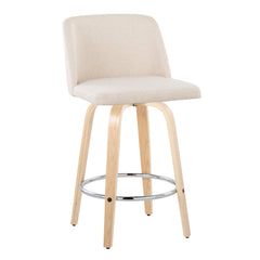 Toriano - Contemporary Fixed-Height Counter Stool With Swivel And Round Footrest (Set of 2)