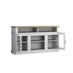 TV Stand With Storage Cabinet And Shelves, TV Console Table Entertainment Center For Living Room, Bedroom - White