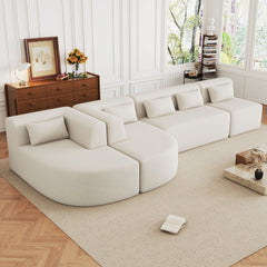 Upholstered Sofa Free Combined Sofa Couch With 2 Chaise Lounge And Five Back Pillows For Living Room
