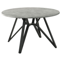 Vellux - 5 Piece Round Dining Table Set With Concrete Top Upholstered Chairs - Gunmetal