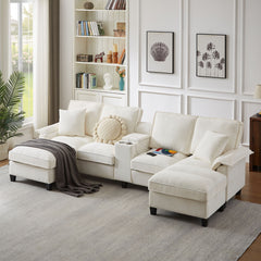 Modern U-Shaped Sectional Sofa Bed With Storage