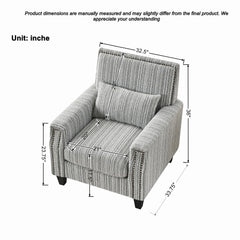 Accent Chair With Arms, Comfy Armchair For Living Room - Gray