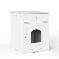 Pet House Cat Litter Box Enclosure With Drawer, Side Table