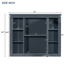 Wall Mounted Bathroom Storage Cabinet With Mirror, Cabinet With 6 Open Shelves And Adjustable Interior
