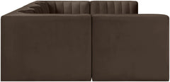 Rummi - Armless Velvet Performance Fabric Upholstered 6 Piece Modular Sectional