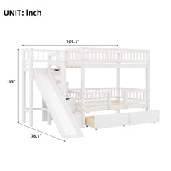Bunk Bed With Storage Staircase, Slide And 2 Drawers