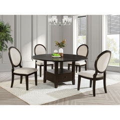 Fulton - 5 Piece Dining Table Set With Upholstered Chairs - Dark Brown