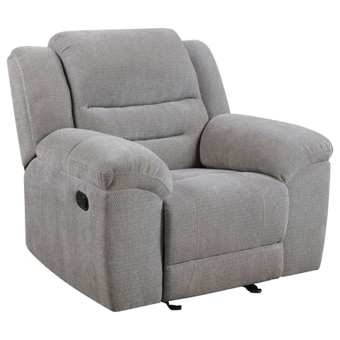 Sebring - Upholstered Glider Recliner Chair With Manual Recline And Smooth Gliding Motion - Gray