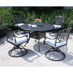Round 48.03" Long Aluminum Dining Set With Cushions