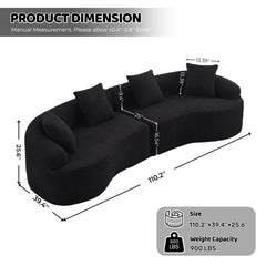 4 Seater Sofa With Chenille Fabric, 30D, 60 Hardness Full Sponge, 4 Pillow For Living Room, Home Furniture Sleeper Sectional Sofa For Apartment